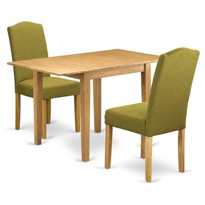 East West Furniture Norden 3-Piece Wood Dining Set in Oak/Light Pickle