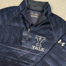 Yale Bulldogs Shirt Mens Small Blue NCAA Under Armour HeatGear 1/4 Zip