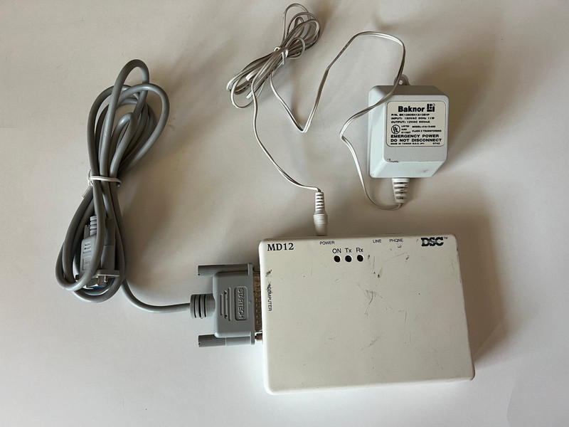DSC MD12 Programming Modem With Power Supply And Serial Computer Cable - Used
