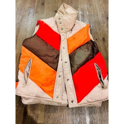 White Stag Vintage Reversible Down Puffer Vest Mens M Orange Red  Retro