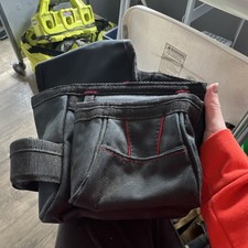 Multi-Pocket Fabric Tool Pouch Black Red, Single Item Organizer Bag