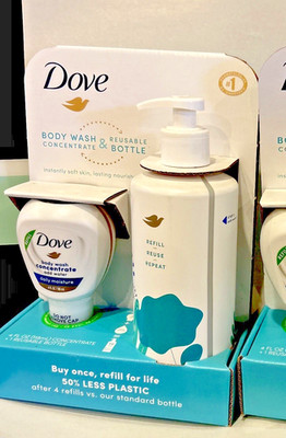 Pack Of 3 Dove Daily Moisture Concentrate Refill makes 3/ 16 ounce body washes