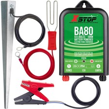 12 Volt Battery Powered Electric Fence Energiser XSTOP BA80 10Km Range, 0.6 J...