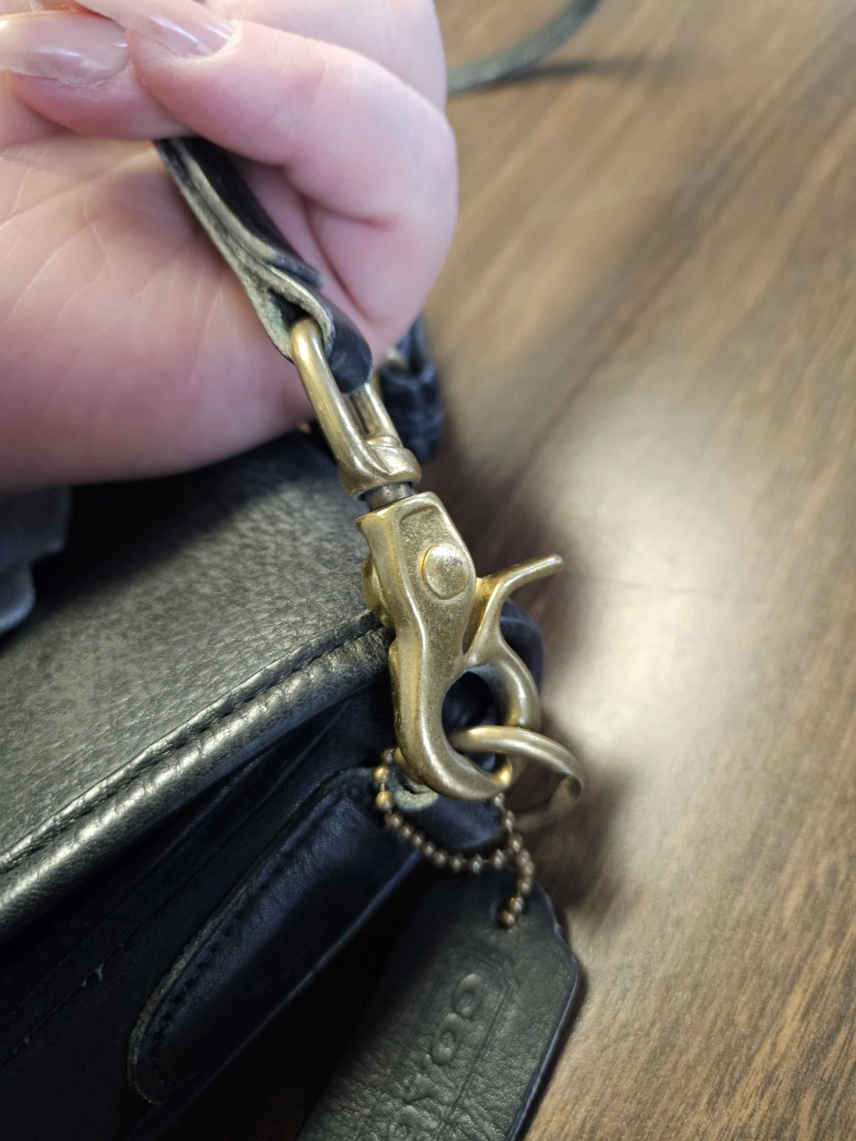 Borsa Coach vintage pelle nera Willis Station manico superiore e tracolla borsa