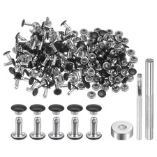 100 Sets Leather Rivets 6mm x 8mm with 3 Setter Tools Matte Black