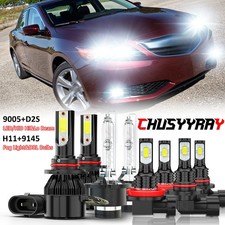 For Acura ILX 2013-2015 8x Front LED HID Headlights Hi/Lo + Fog Light + DRL Lamp