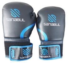 SANABUL ESSENTIAL GEL BOXING KICKBOX GLOVES 16 OZ BLUE/WHITE/BLACK SLIGHTLY USED