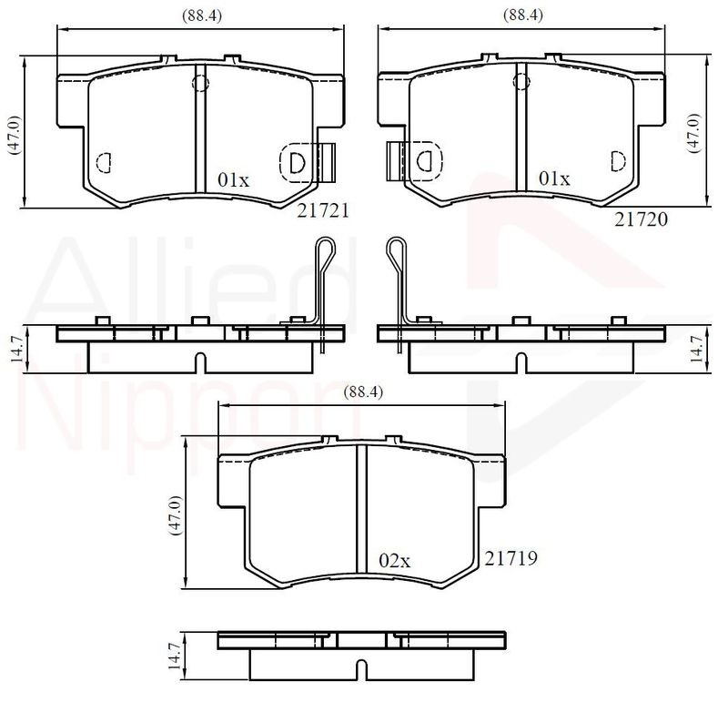 Brake Pad Set For Disc Rear Fits Fiat MG Rover 600 Suzuki ALLIED NIPPON ADB36049