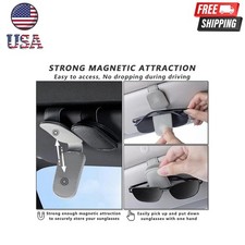 Magnetic Leather Sunglasses Holder for Car Sun Visor Eyeglass Hanger Clip USA