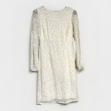 ADRIANNA PAPELL Womens White Long Sleeve Mini Sheath Dress Size: 2