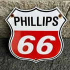 Vintage Phillips 66 Sign - Gasoline Porcelain Service Station Gas Pump Sign
