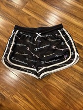 Champion Girls Black Logo Print Athletic Shorts Size 14/16