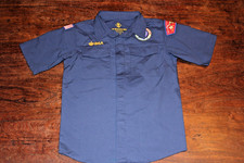 Boy Scouts of America BSA Youth Shirt Blue Medium Vented Short Sleeve Sewn Patch