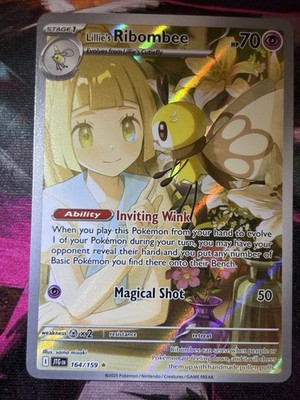 Pokemon TCG Lillie's Ribombee 164/159 Sv09 Secret Rare Full Art Holo