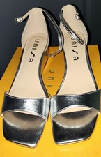 Unisa US Größe 9M silber reflektierende offene Zehen Wedges 