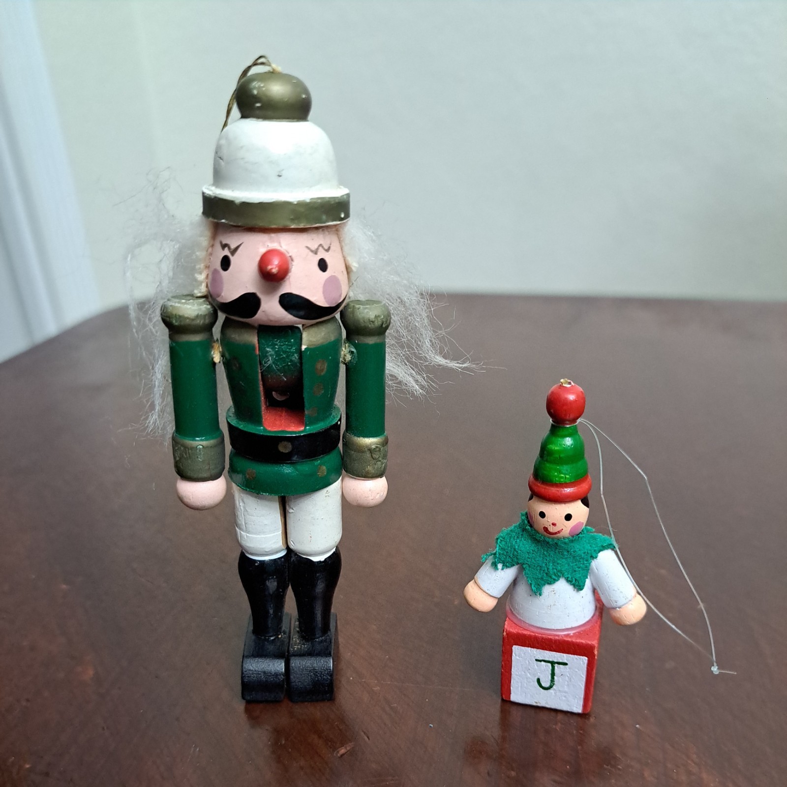 Vintage All Wood Hand Crafted & Painted Jack In The Box Christmas Tree Ornament