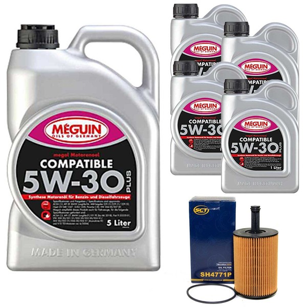 MotoröL Set SAE 5W-30 Plus Meguin 9 Liter + ÖLfilter FüR VW Touareg 2.5 R5 TDI-image