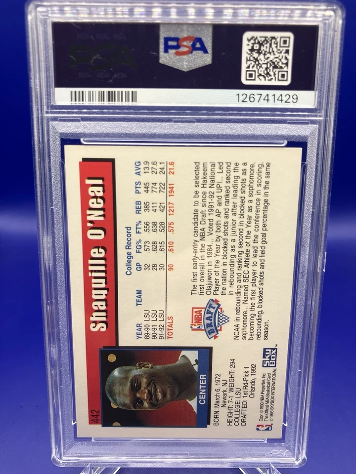 Aros Shaquille O'Neal Rookie RC #442 PSA 10 GEMA COMO NUEVO Magic HOF Foto 2 de 2