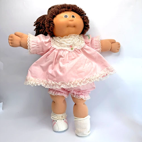 Vintage 1985 Cabbage Patch Kids Doll Pink Dress Coleco Original Outfit Head #1