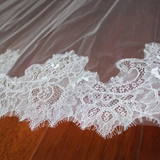 Elegant Long Wedding Veil Eyelash Lace Cathedral Bridal Wedding Veil with Comb