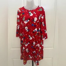 NEW wTag-Red Festive Christmas Holiday Snowman Nightgown Sz S
