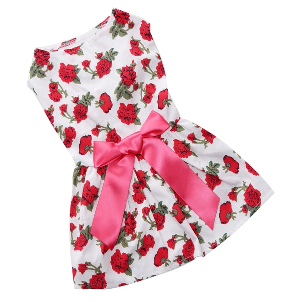 VETEMENTS Vestito estivo per cani animali domestici bellissimo fiore vestiti per animali domestici elegante fiocco senza maniche