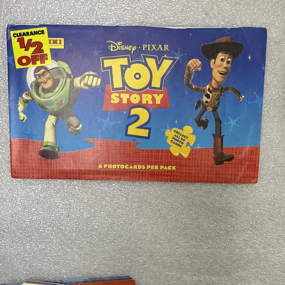 Lote 1999 Disney Pixar Toy Story 2 Panini Juego de Tarjetas Fotográficas 1-54 + 104 Cajas Envoltura Foto 2 de 4