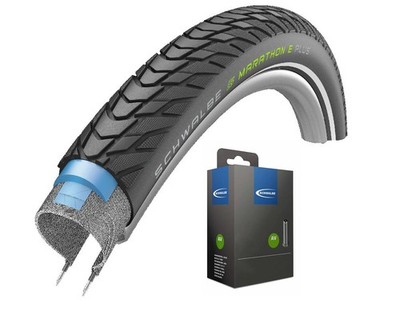 1 x Schwalbe Reifen Marathon E-Plus Schwarz Reflex 28'' 27'' + Schlauch wählbar