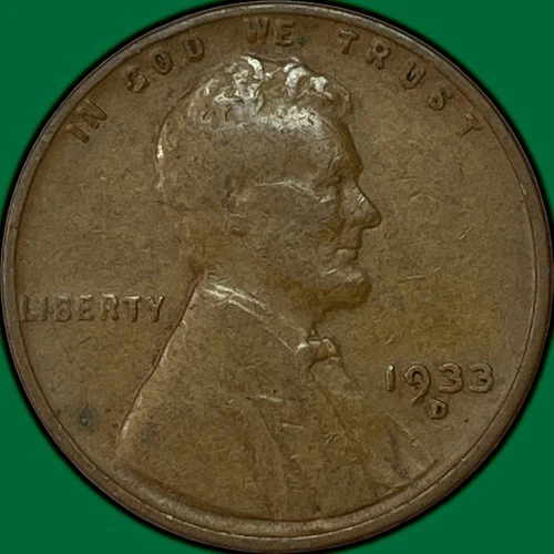 1933-D Lincoln Wheat Cent Very Fine VF Coin #37018