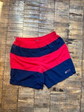 Vintage Nike Swim Trunks Shorts Size M Red Navy Big Logo Grey Tag Colorblock Y2K