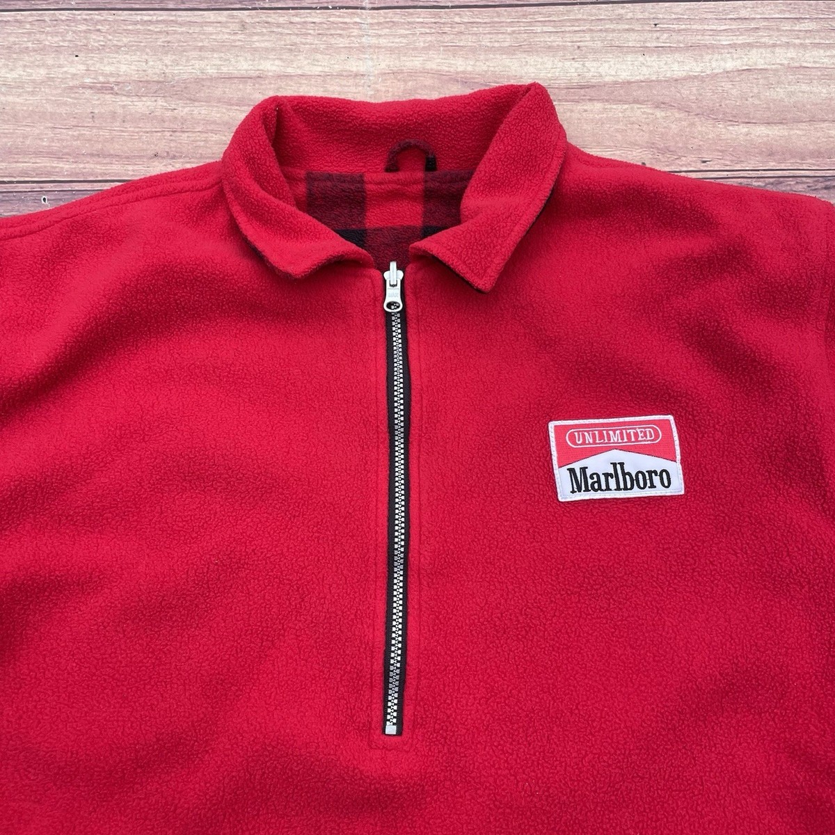 Vtg Marlboro Sweater Men's Size L Red Pullover Zip Jacket