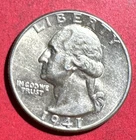 1941 US Washington SILVER Quarter! Philadelphia" Mint! Choice AU! Old US Coin!