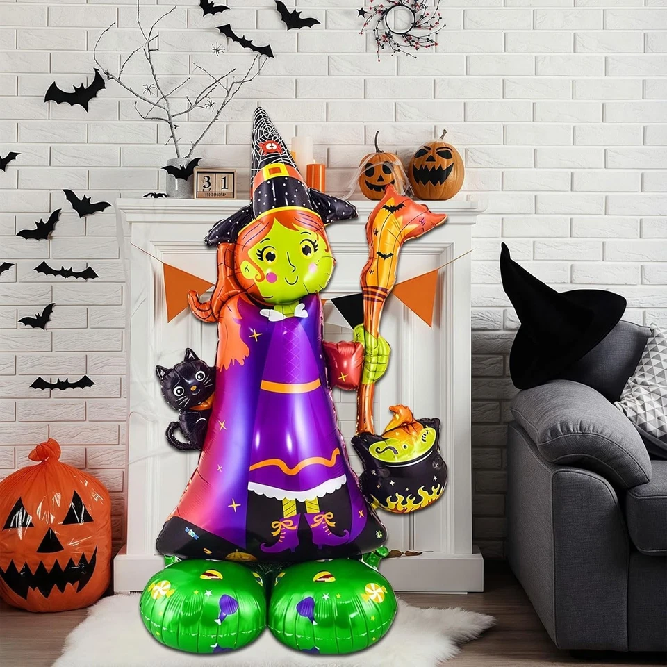 Bruja Globo Halloween Fiesta Decoración Autónomo Mago Cuento de Hadas Enorme Foto 4 de 4