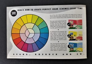 1959 antique SEARS ROEBUCK PAINT mid century room illus ...