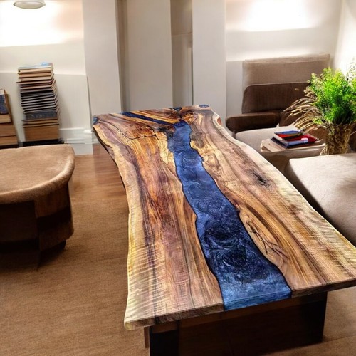 Custom Made Ocean Epoxy Resin Top Dining Table Kitchen Slab Conference Table Dec - Picture 5 of 11
