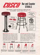VTG 1952 Print Ad Cosco Furniture Bar Stools Counter Chairs Cashier