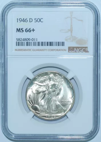 1946 D NGC MS66+ Walking Liberty Half Dollar