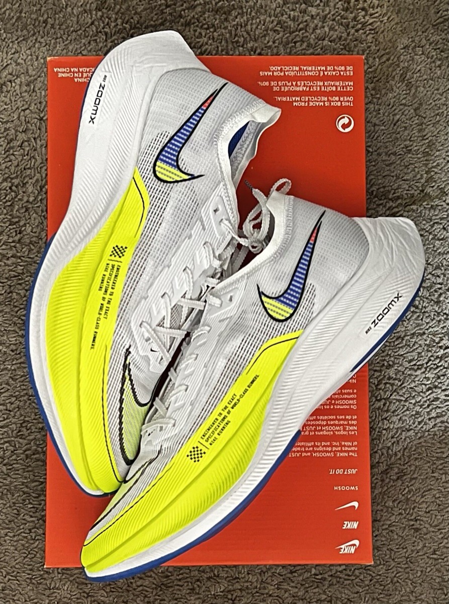 12M- Nike ZoomX Vaporfly Next% 2 White Volt Racer Blue