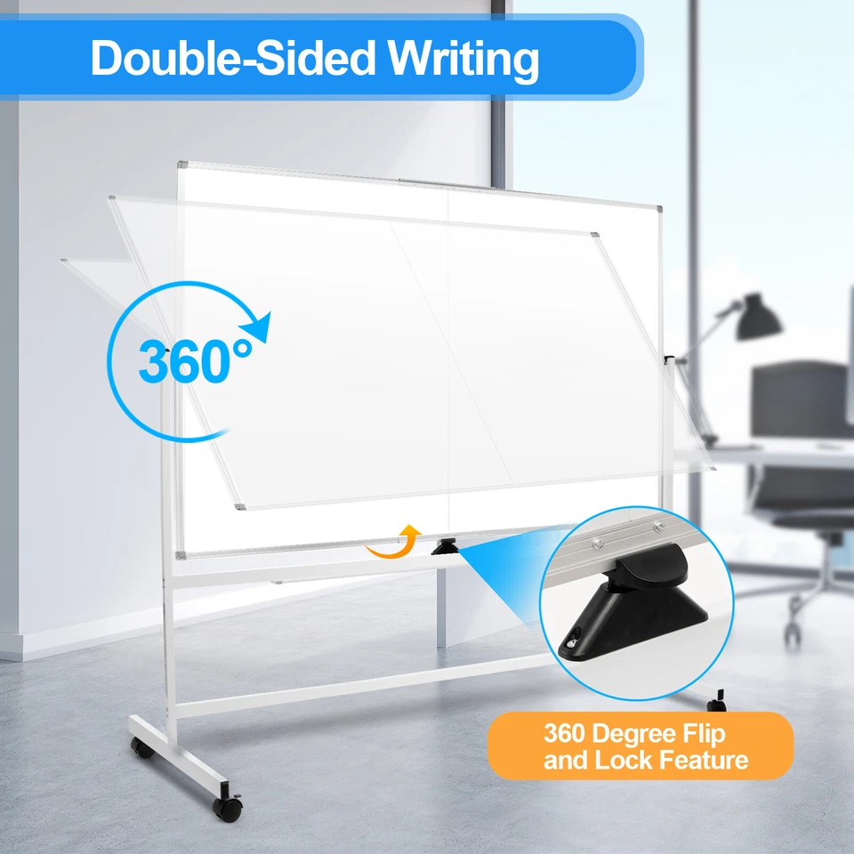 Double-Sided Mobile Whiteboard with Stand 60 x 48 In Adjustable Dry Erase Board - Image 3 of 4