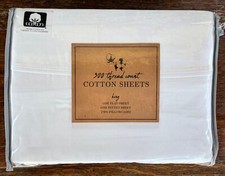 100 COTTON King Size WHITE Sheets Set  300 Thread Count  Breathable Cotton