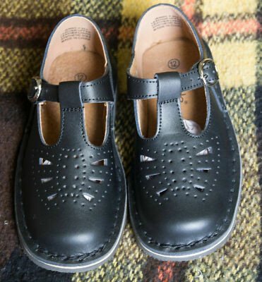 Child's School Shoes Wilde Jenny Leather T Bar Black Size 12 New