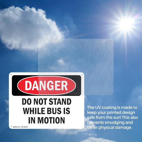 (2er Pack) Nicht stehen, während Bus in Bewegung ist OSHA Gefahr Schild Aufkleber Metall - Bild 7 von 22