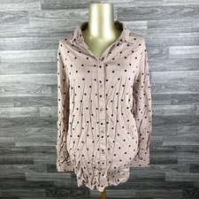 DIVIDED by H&M Button Down Tan Polka Dot Casual Shirt Women's Size 14
