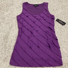 Amy Wear Purple Diagonal Tiered Sleeveless Tank Top Shirt Sz Small NWT NEW