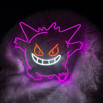 Gengar Neon Sign, Gengar Anime Bedroom Wall Decor, Pokemon Neon
