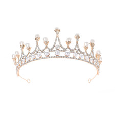Rhinestone Tiara Baroque Pearl Bridal Crown Pageant Headband Wedding Party