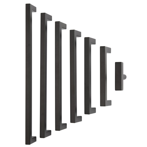Matte Black Square Modern Cabinet Handles Pulls Kitchen Drawer Stainless Steel - Picture 8 of 12