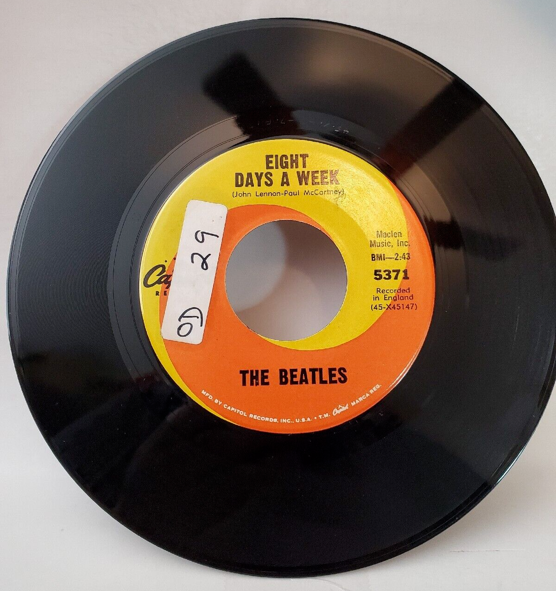 Beatles EIGHT DAYS A WEEK (ROCK N ROLL 45/PS) #5371 PLAYS VG
