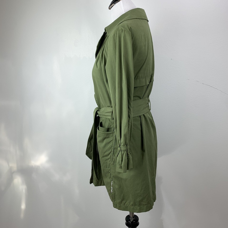 Zara Girls Olive Green Trench Coat Lapel Collar Snap Button Size 10 eBay