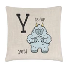 Letter Y Is For Yeti Linen Cushion Cover Pillow Alphabet